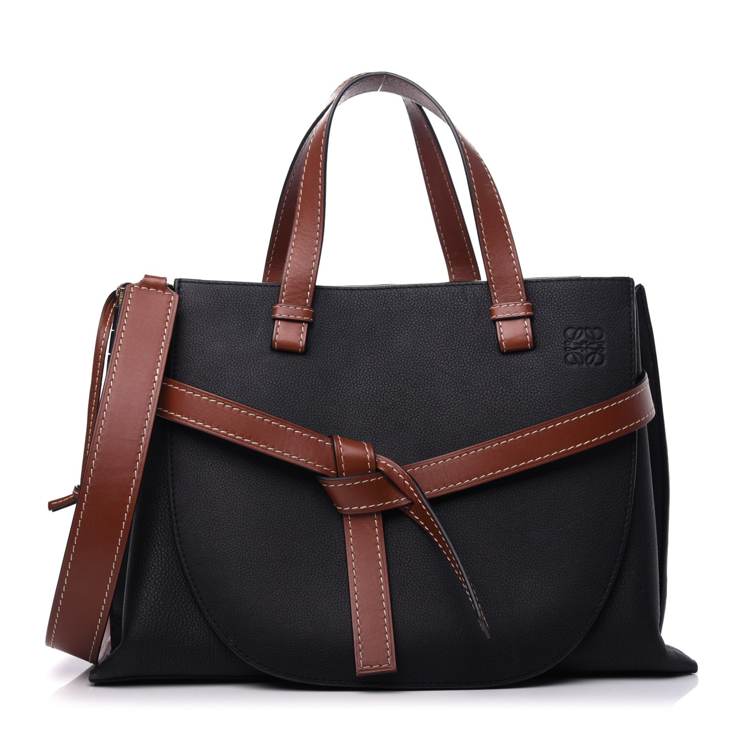 Calfskin Medium Gate Tote Pecan Black