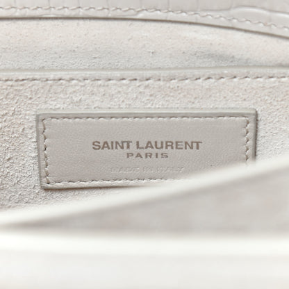 Saint Laurent Calfskin Crocodile Embossed Medium Monogram Sunset Blanc Vintage 5 of 13
