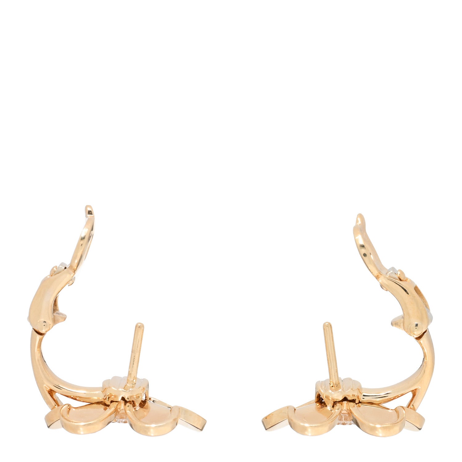 Van Cleef & Arpels 18K Yellow Gold Diamond Small Frivole Earrings 3 of 5