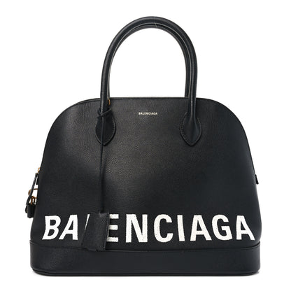 Balenciaga Signature Grained Calfskin Logo M Ville Top Handle Bag Black 1 of 9