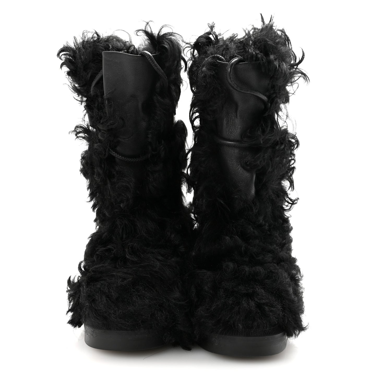 Shearling Sheepskin High Boots 39 Black