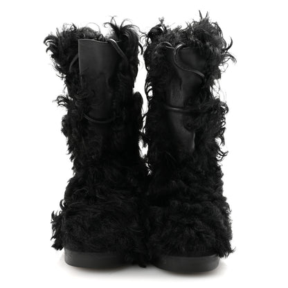 Chanel Shearling Sheepskin High Boots 39 Black 3 of 9