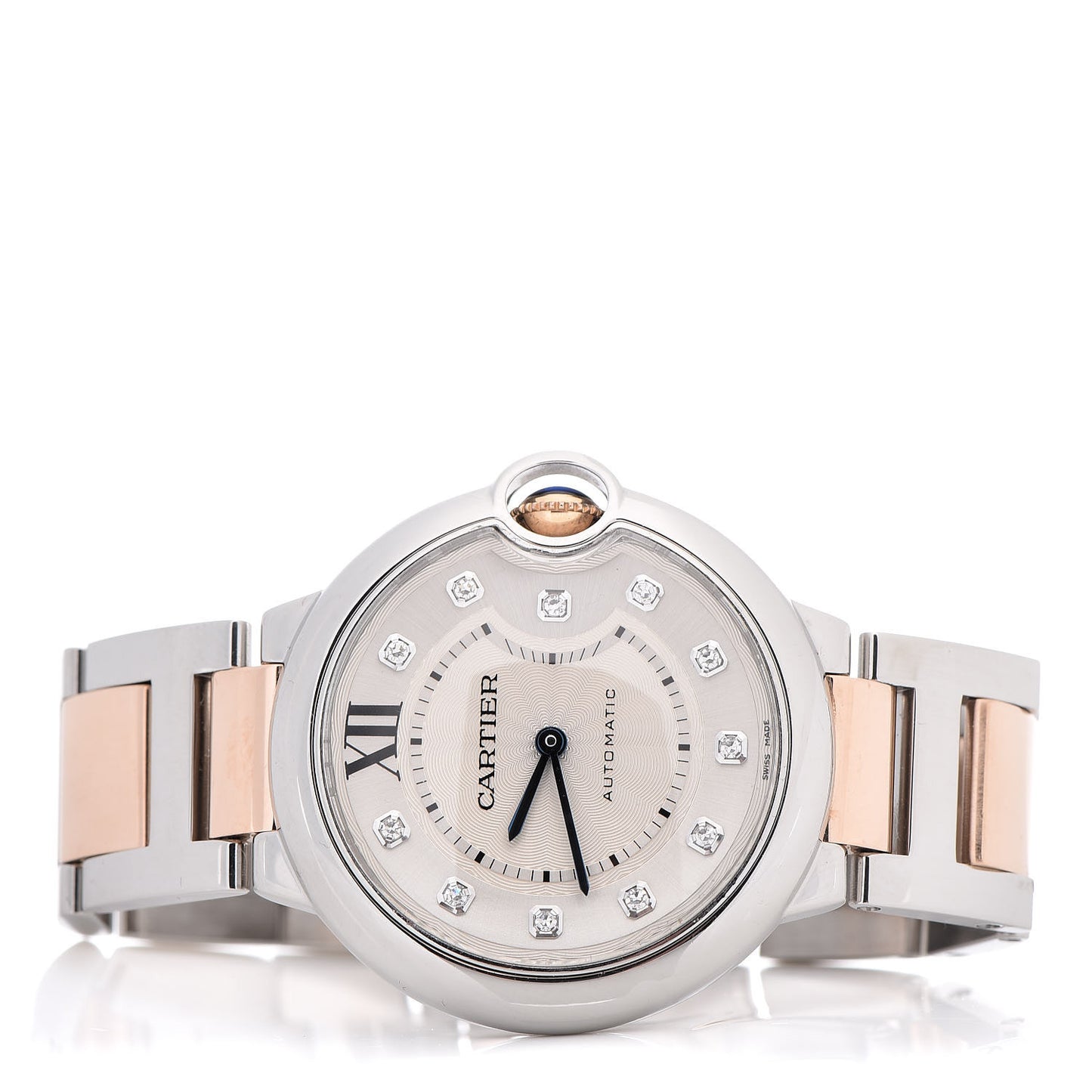 Stainless Steel 18K Pink Gold Diamond 36mm Ballon Bleu De Automatic Watch