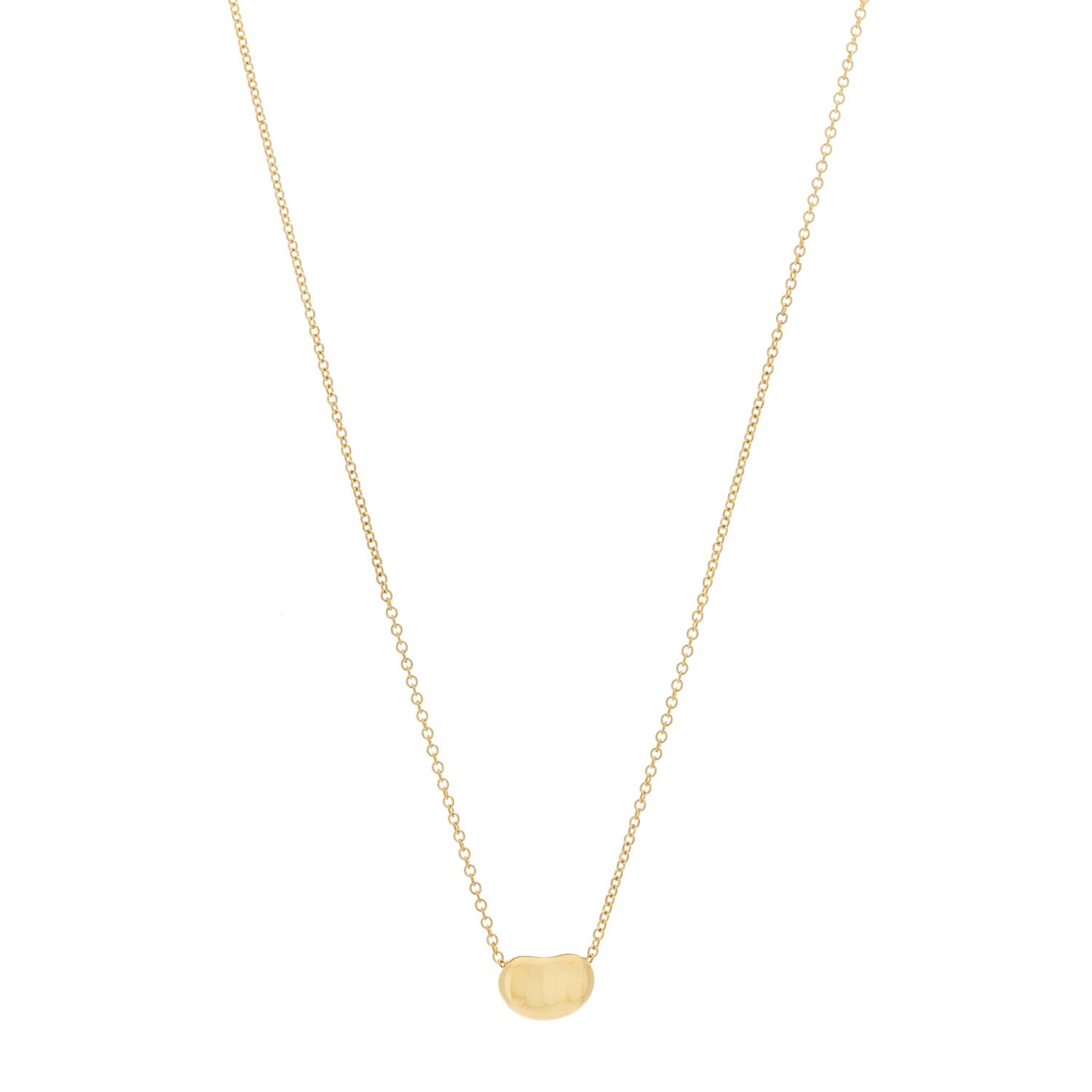 Tiffany 18K Yellow Gold 9mm Elsa Peretti Bean Pendant Necklace 1 of 5