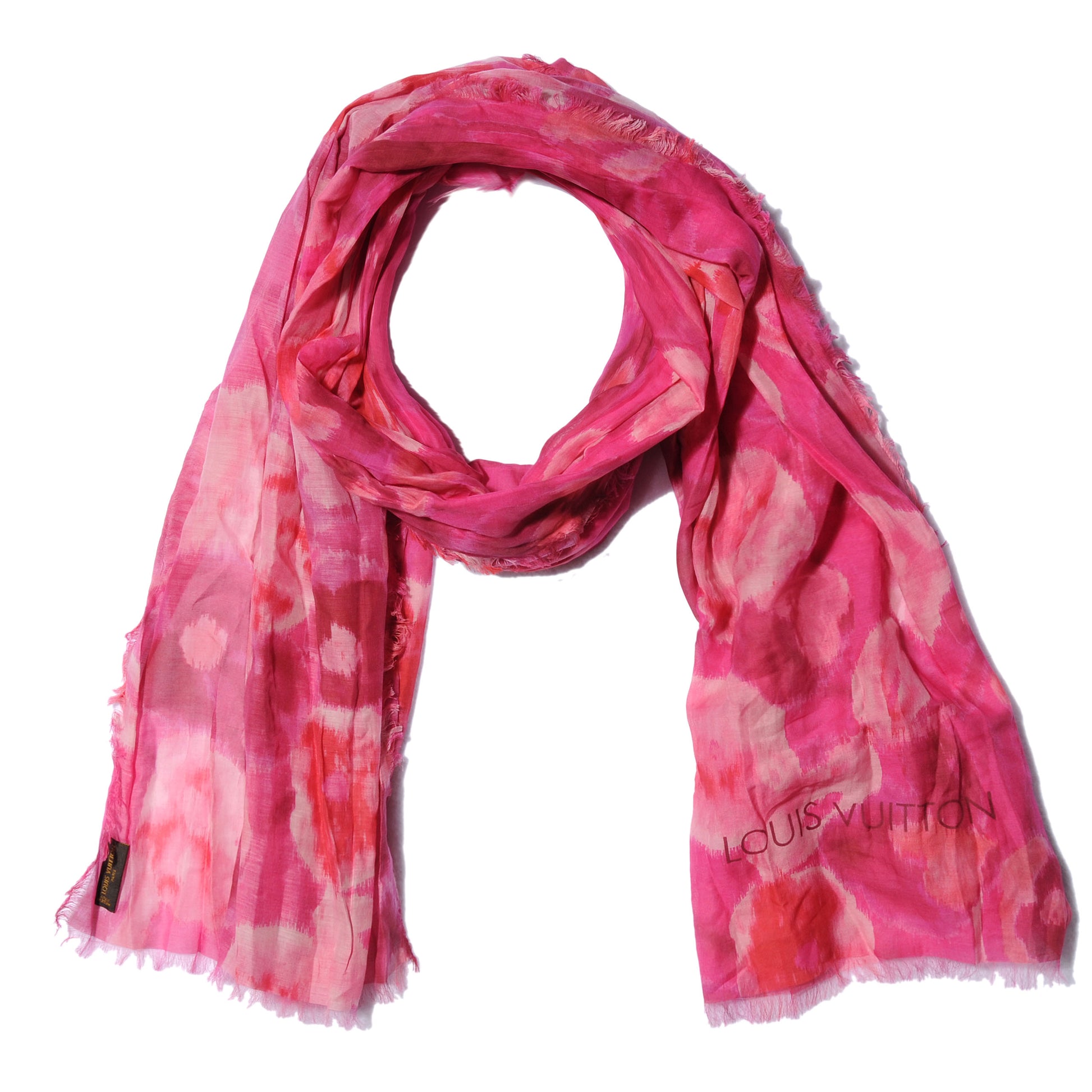 Louis Vuitton Cotton Silk Ikat Pareo Scarf Rose Indien 3 of 7