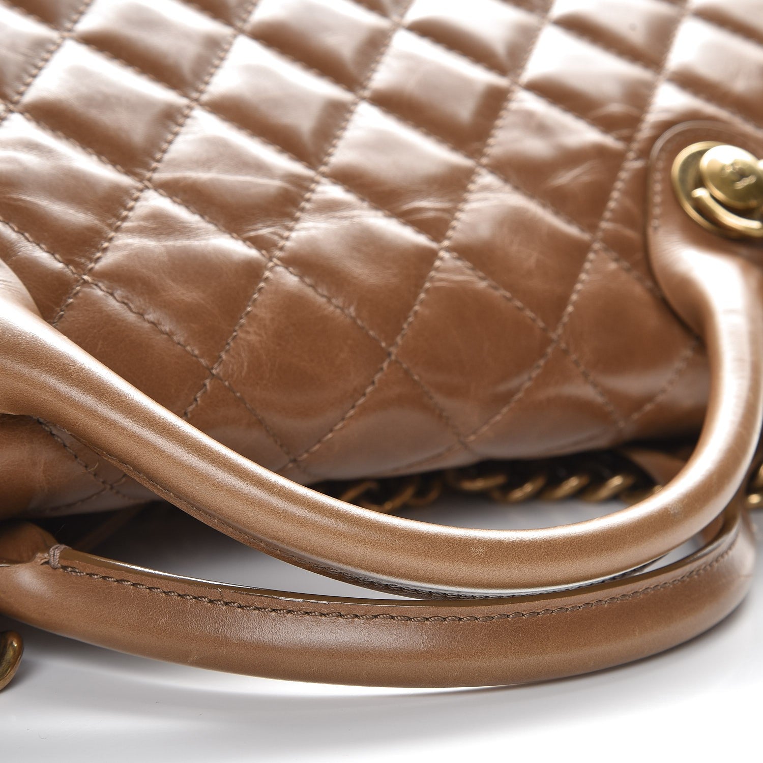 Chanel Glazed Calfskin Castle Rock Large Flap Dark Beige 14 of 14
