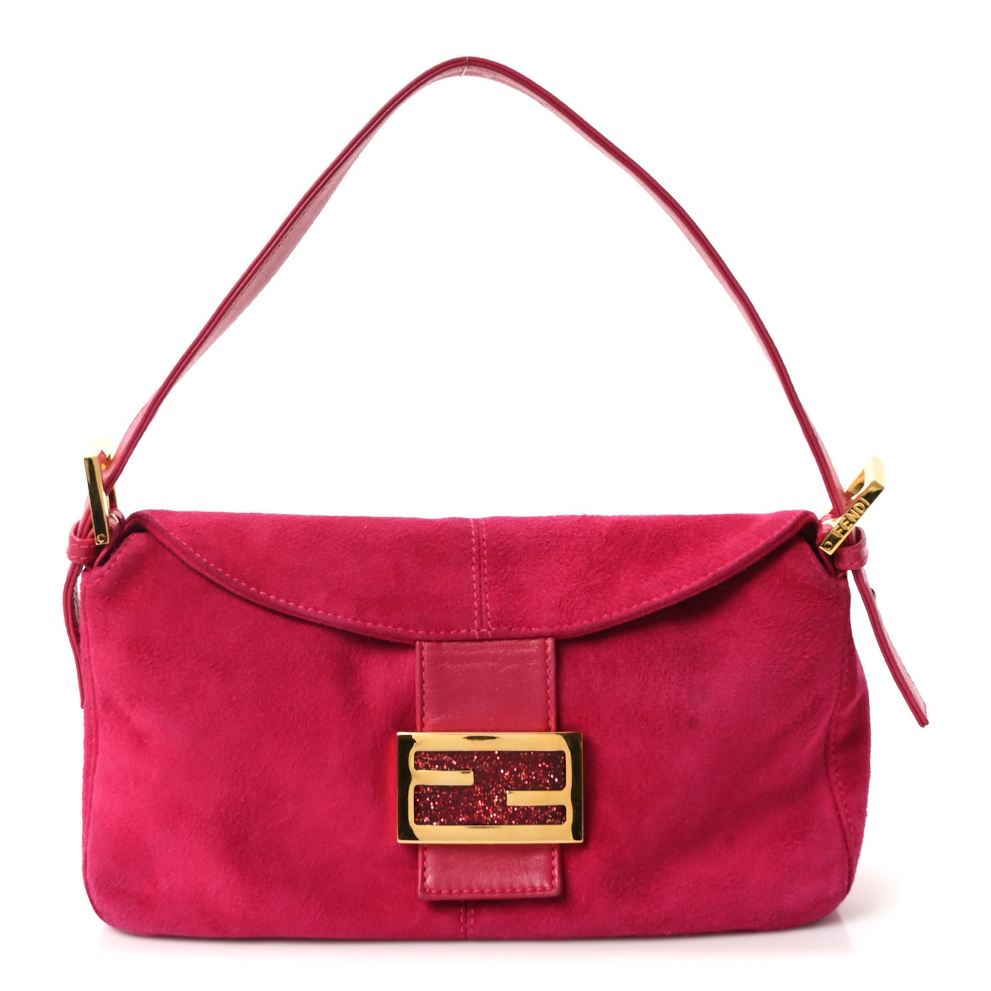 Suede Baguette Flap Fuchsia