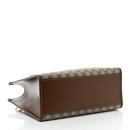 Gucci GG Supreme Monogram Azalea Calfskin Small Retro Interlocking G Tote Bag Beige Ebony Brown Sugar 4 of 8