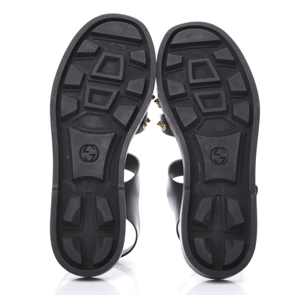 Gucci Rubber Crystal Mens Buckle Strap Sandals 8 Black 6 of 8