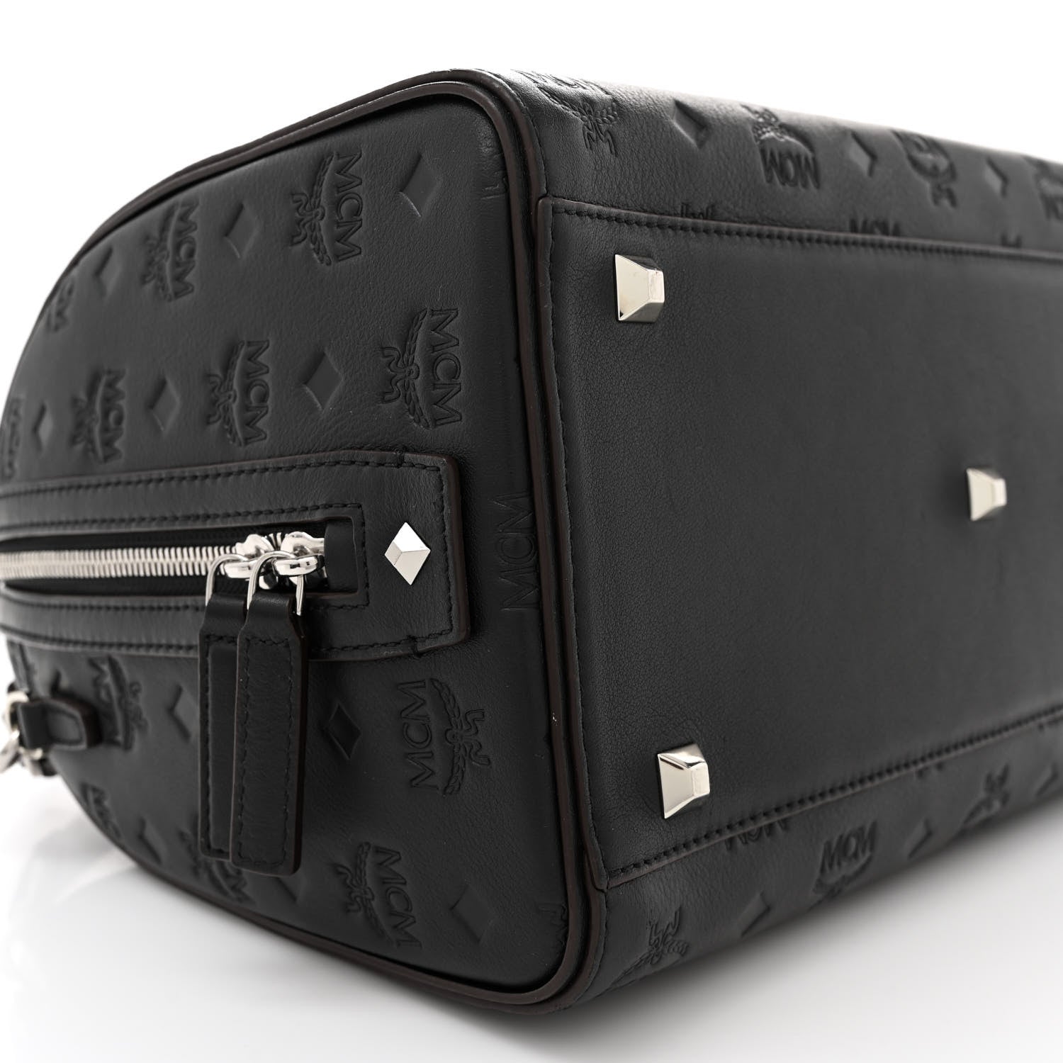 MCM Calfskin Ottomar Monogram Essential Boston Bag Black 8 of 12