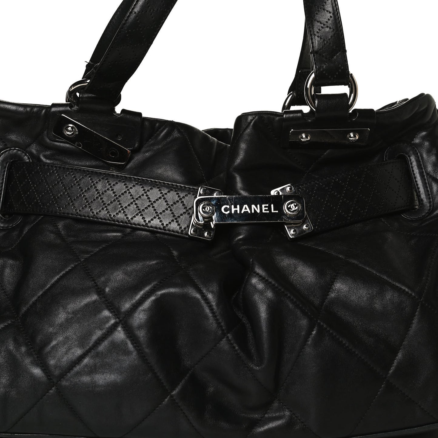 Lambskin Quilted Tote Black
