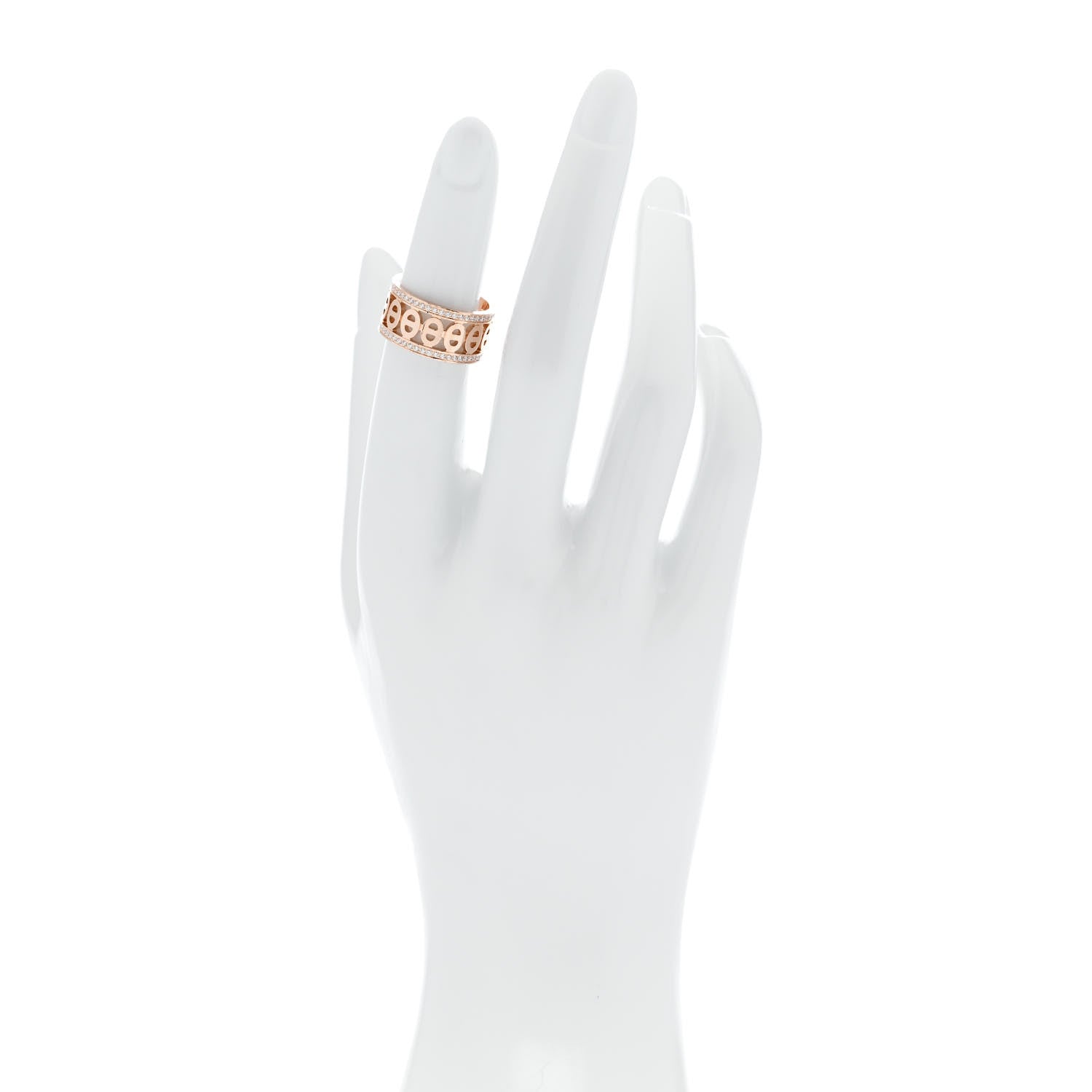 Hermes 18K Rose Gold Diamond PM Chaine d'Ancre Divine Ring 49 5 2 of 5
