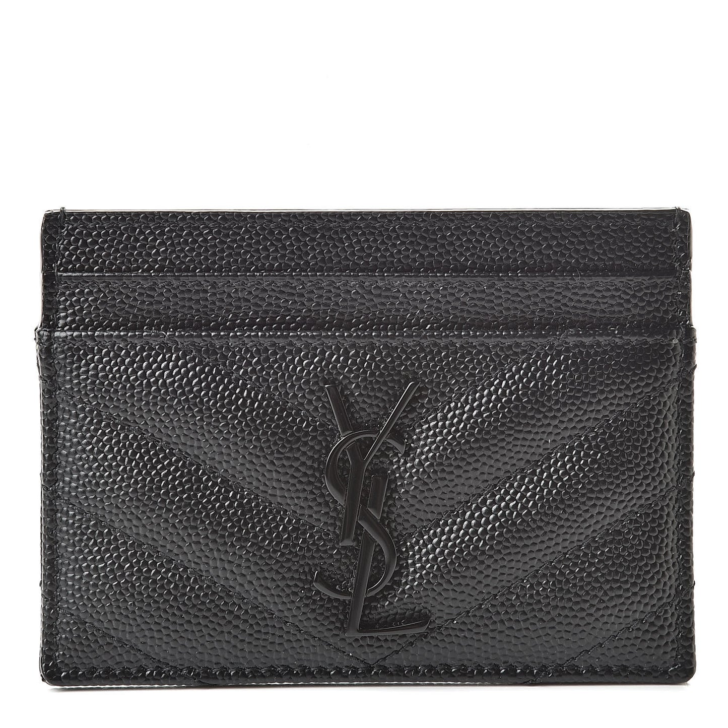 Grain De Poudre Matelasse Chevron Monogram Credit Card Case Black