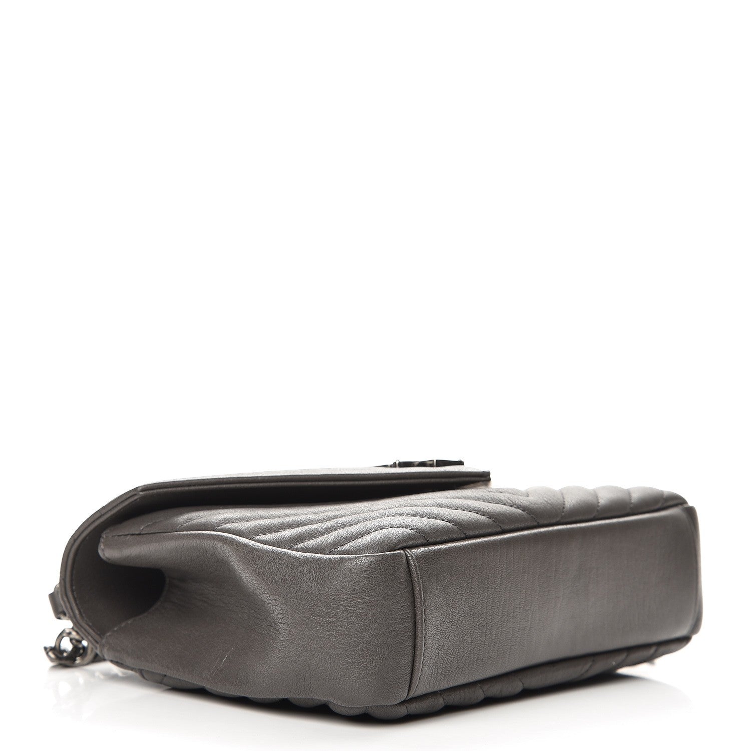 Saint Laurent Sheepskin Matelasse Chevron Monogram Medium College Bag Asphalt 5 of 8