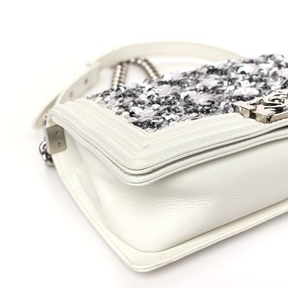 Chanel Calfskin Sequin Medium Boy Chanel Flap White 8 of 13