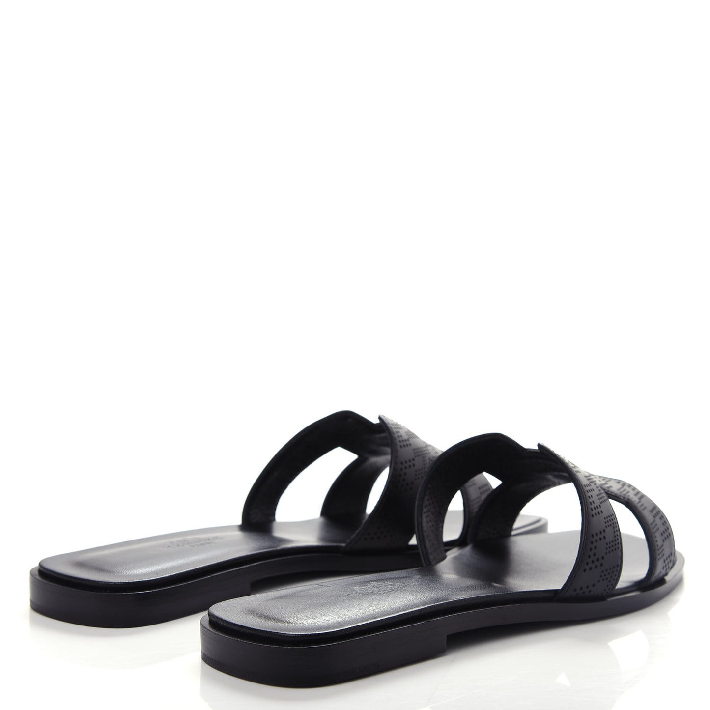 Calfskin Perforated Oran Sandals 36 Black