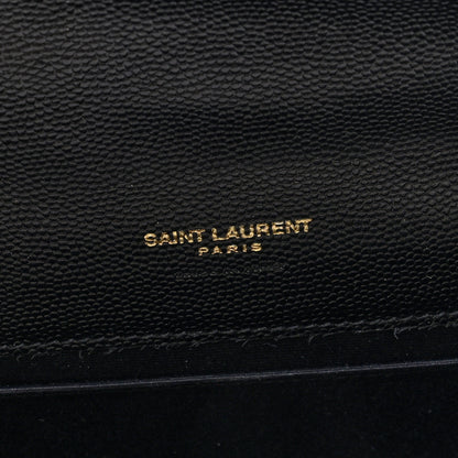 Saint Laurent Grain De Poudre Matelasse Chevron Monogram Envelope Clutch Black 6 of 7