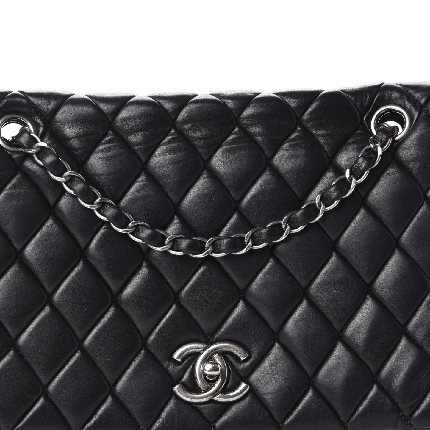 Lambskin Large New Bubble Flap Black