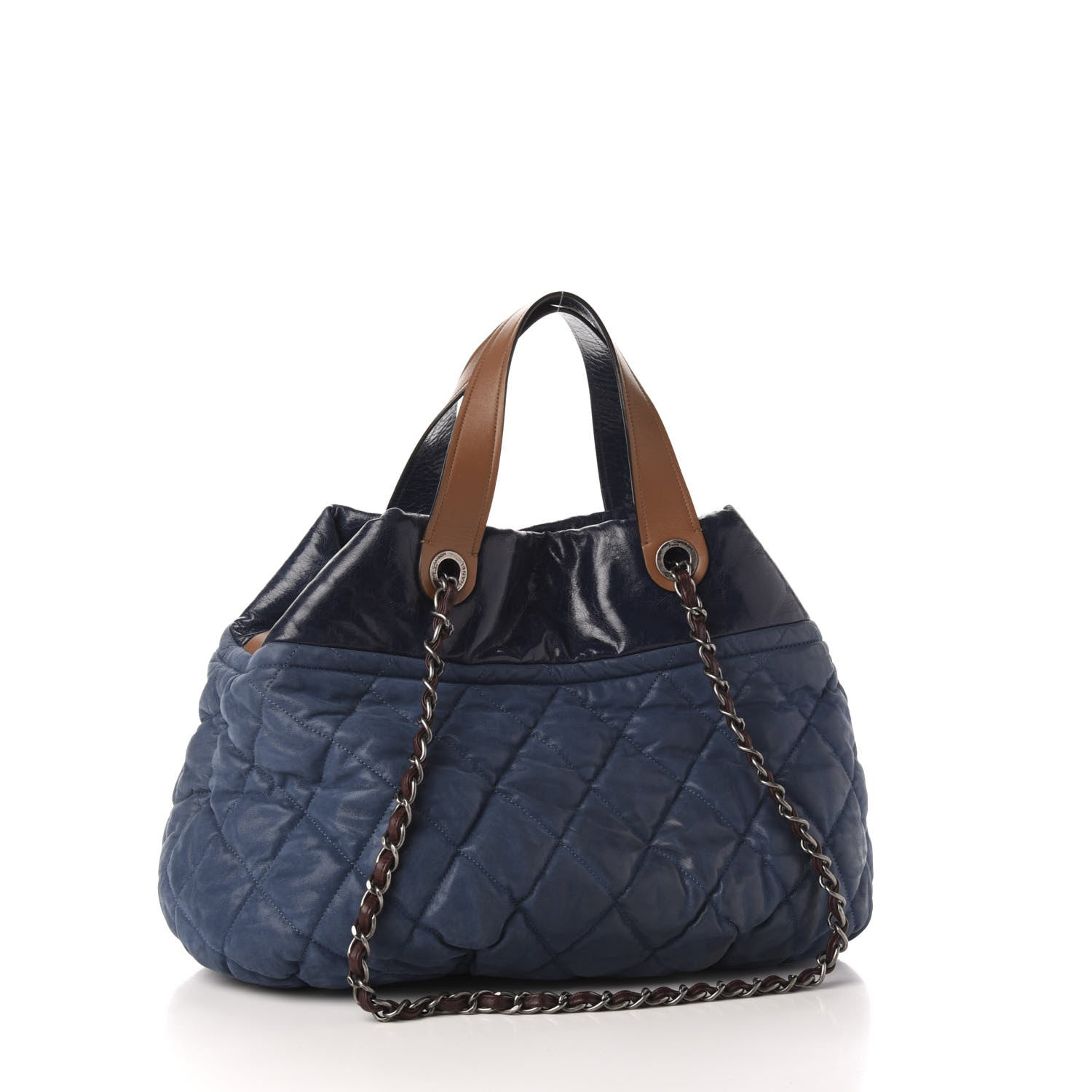 Chanel Iridescent Calfskin Quilted Large In The Mix Tote Navy 4 of 12