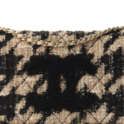 Chanel Tweed Shearling Quilted Wallet On Chain WOC Beige Black 12 of 12