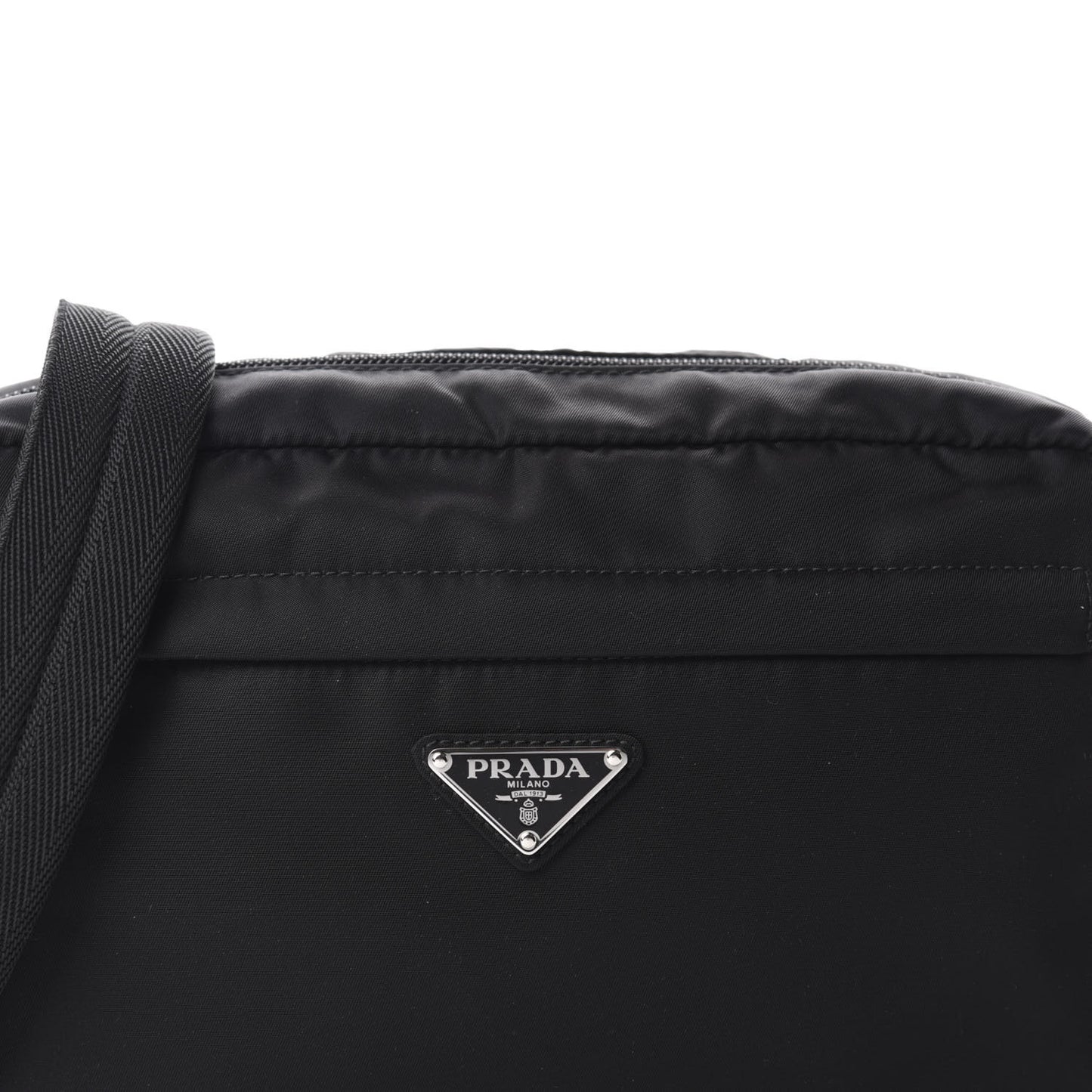 Nylon Tessuto Messenger Bag Black
