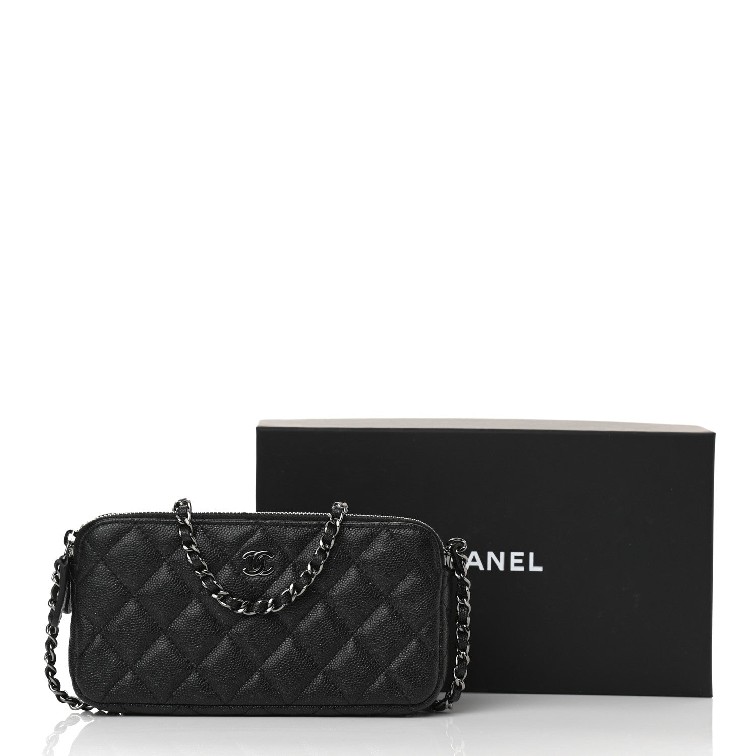 Chanel Iridescent Caviar Quilted Small Clutch With Chain Black 12 of 12