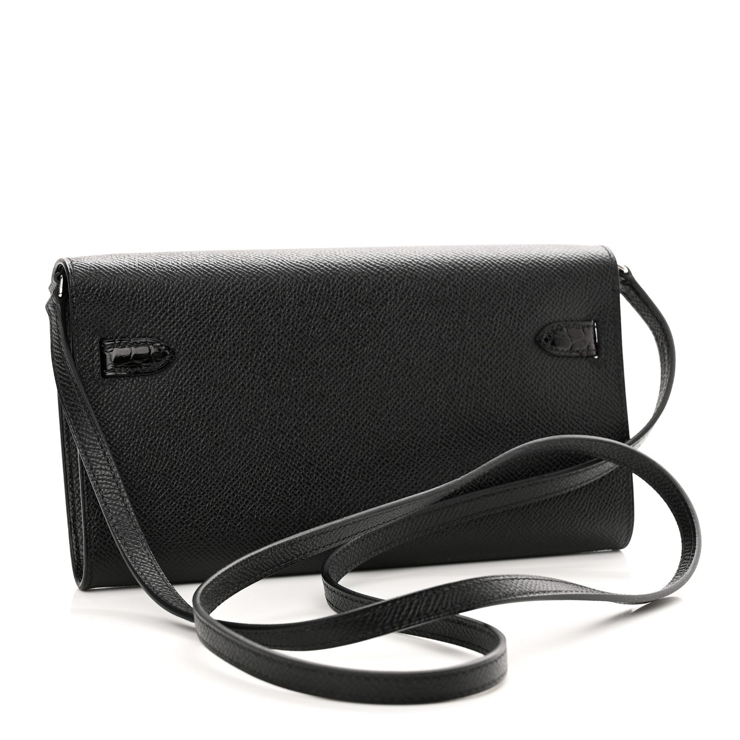 Epsom Matte Alligator Touch Kelly Wallet To Go Black