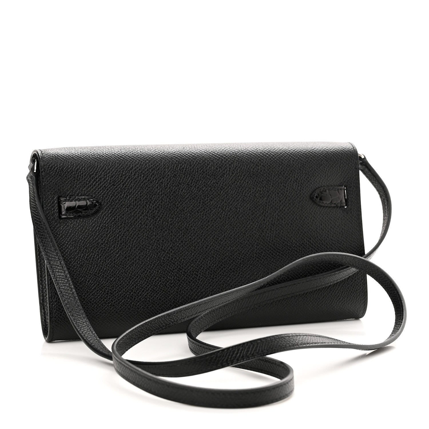 Hermes Epsom Matte Alligator Touch Kelly Wallet To Go Black 3 of 10