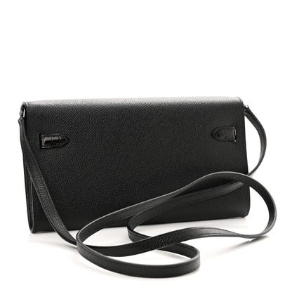 Hermes Epsom Matte Alligator Touch Kelly Wallet To Go Black 3 of 10