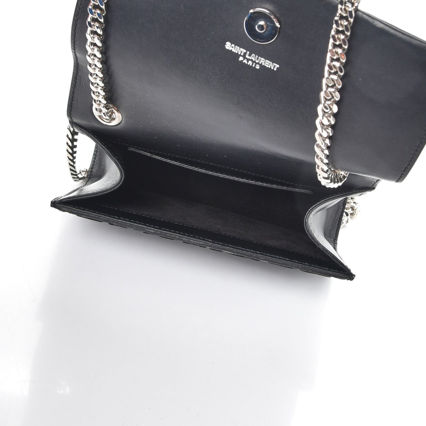 Glitter Leopard Small Monogram Kate Tassel Satchel Platine Black