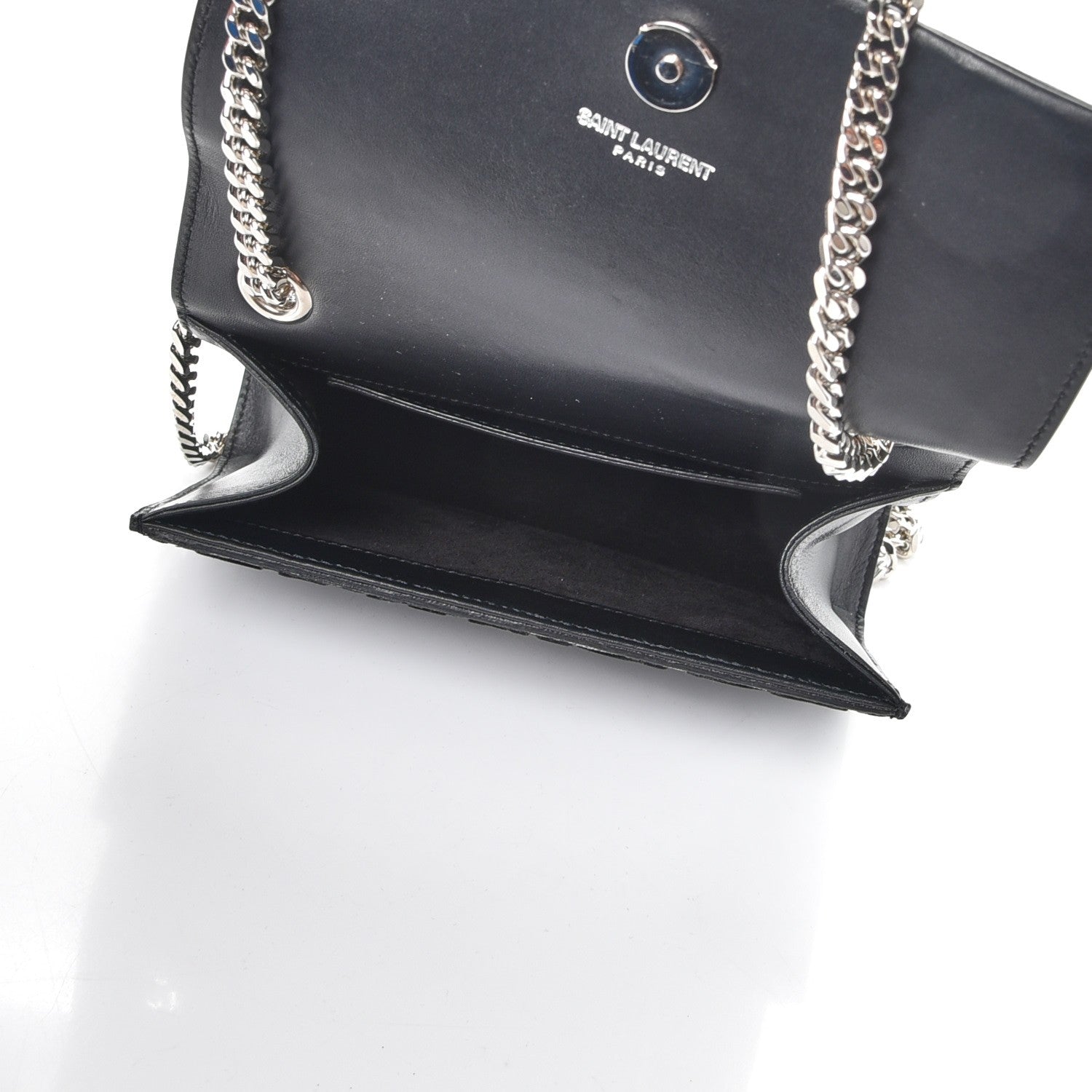Saint Laurent Glitter Leopard Small Monogram Kate Tassel Satchel Platine Black 6 of 9