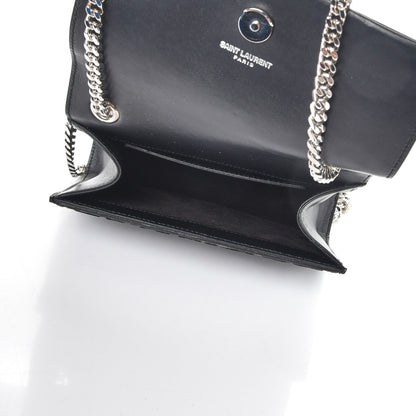 Saint Laurent Glitter Leopard Small Monogram Kate Tassel Satchel Platine Black 6 of 9
