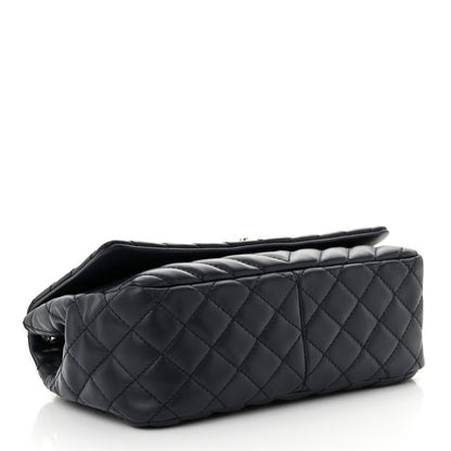Chanel Lambskin Chevron Quilted Single Flap Navy Blue 4 of 12