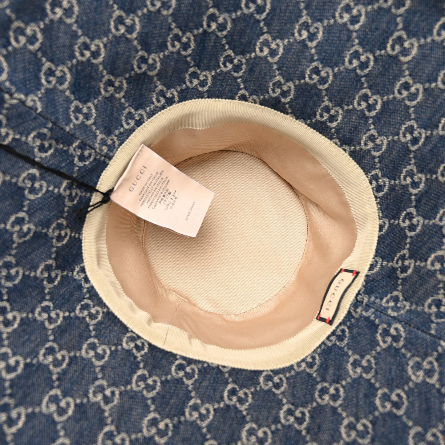 Eco Washed Denim GG Monogram Brim Hat M Blue