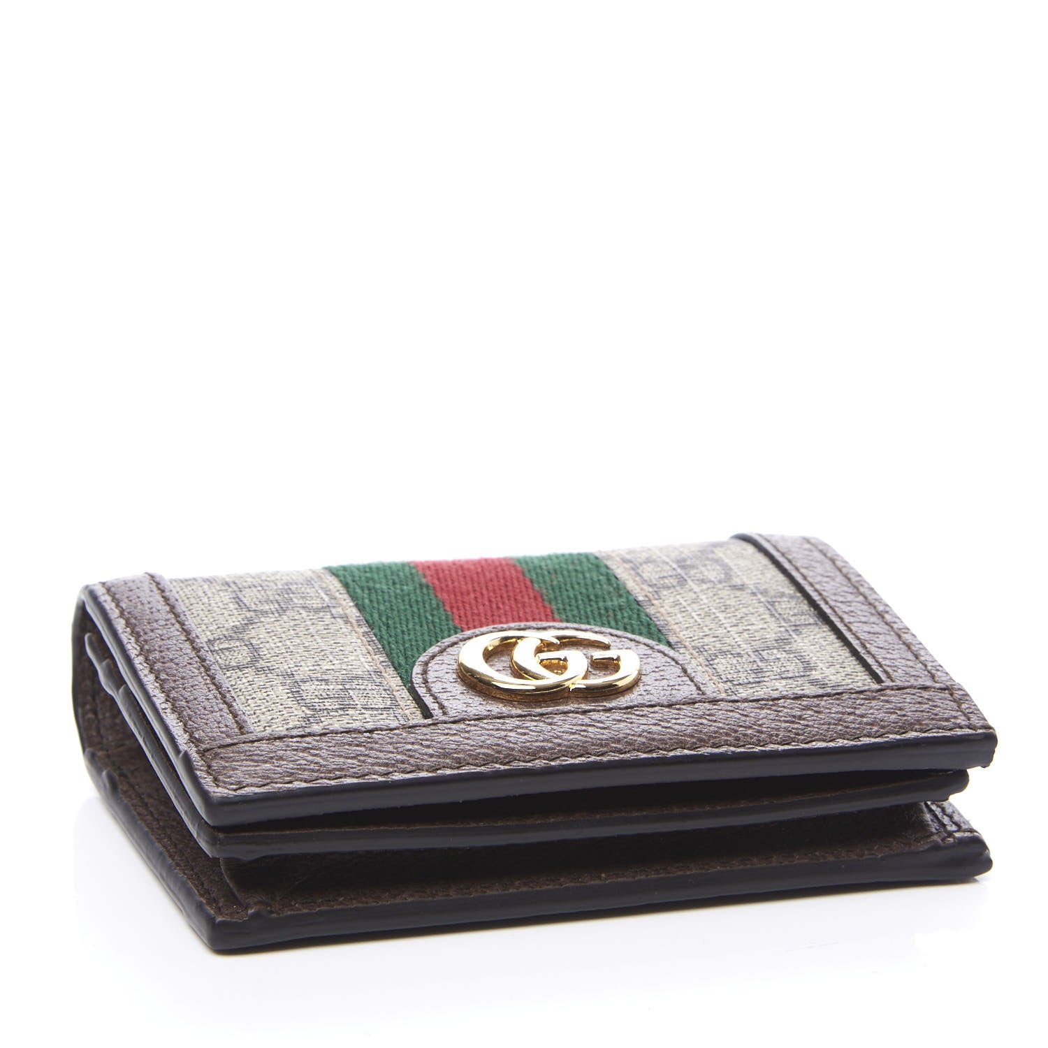 Gucci GG Supreme Monogram Web Ophidia Card Case Beige New Acero 3 of 9