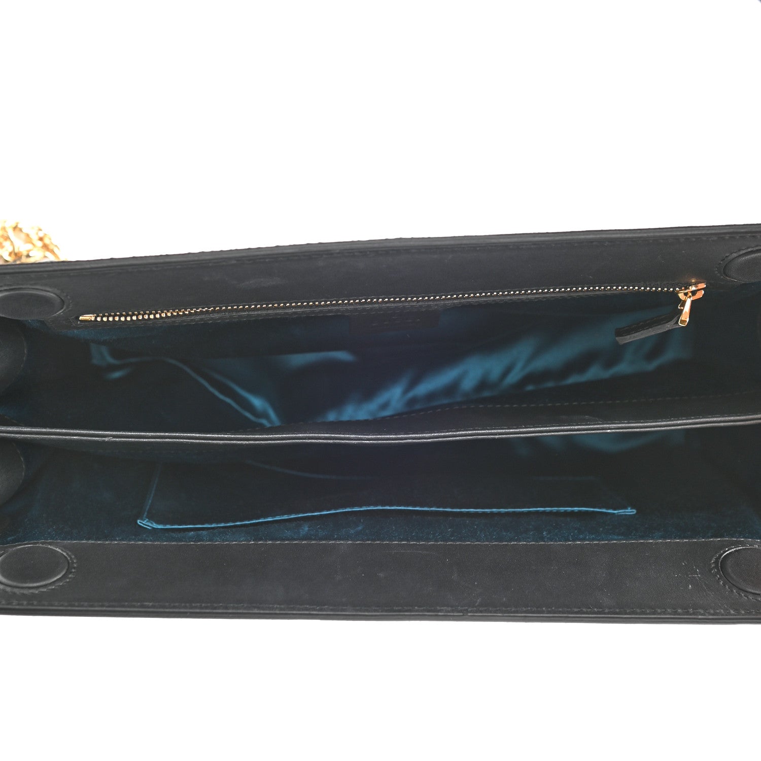 Gucci Suede Patent Web Dragon Embroidered Medium Ophidia Chain Shoulder Bag Blue Multicolor Black 5 of 9