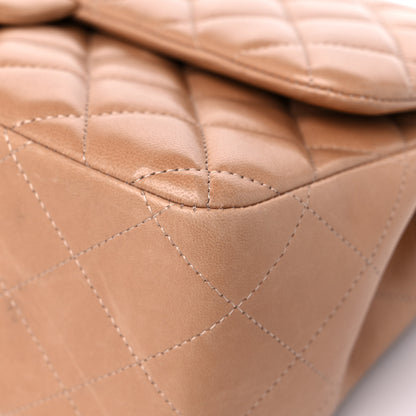 Chanel Lambskin Quilted Jumbo Double Flap Dark Beige 9 of 18