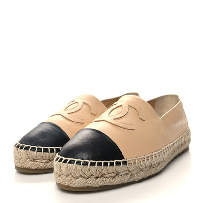 Chanel Lambskin CC Espadrilles 40 Beige Black 3 of 11