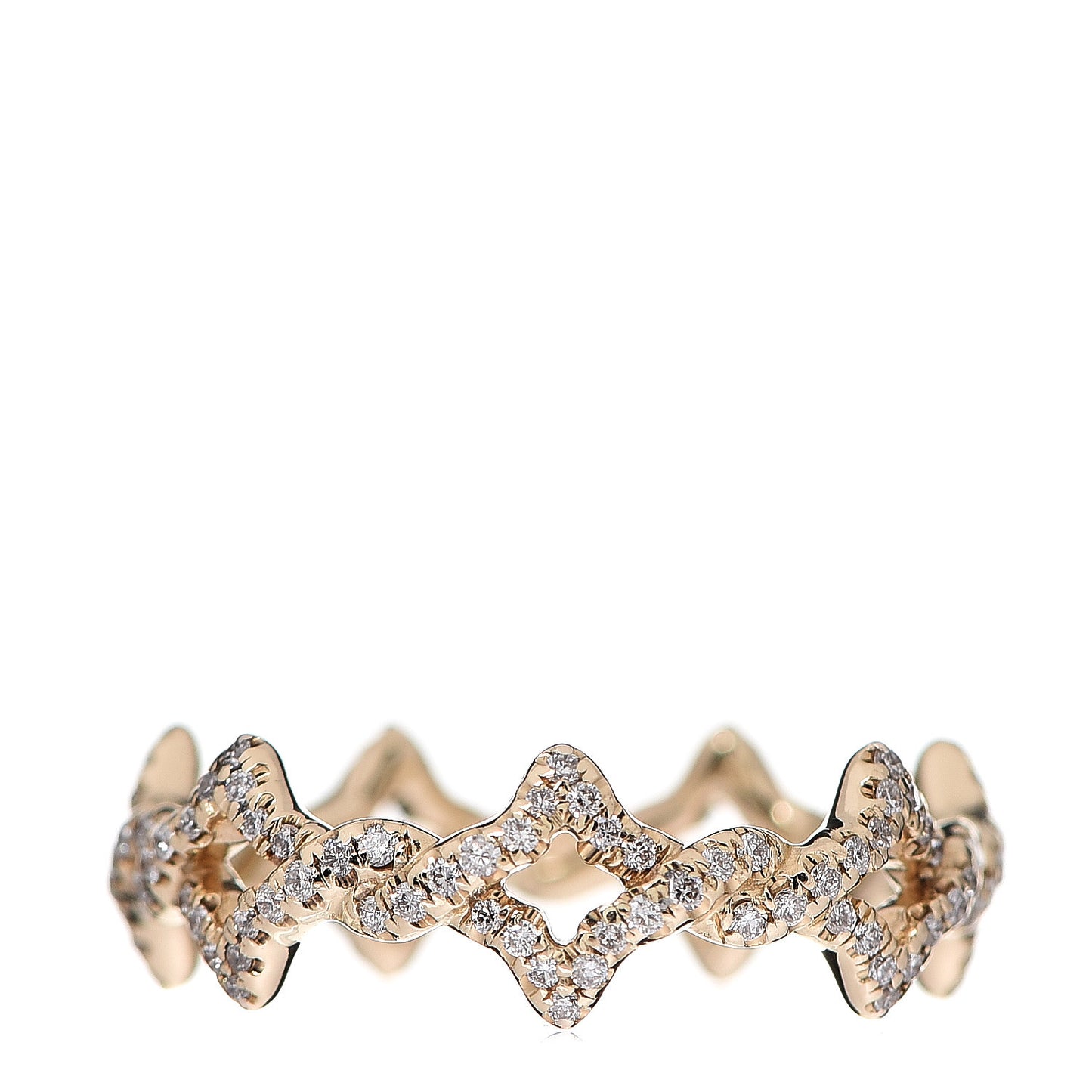 18K Yellow Gold Diamond Quatrefoil Band Ring 51 5.75