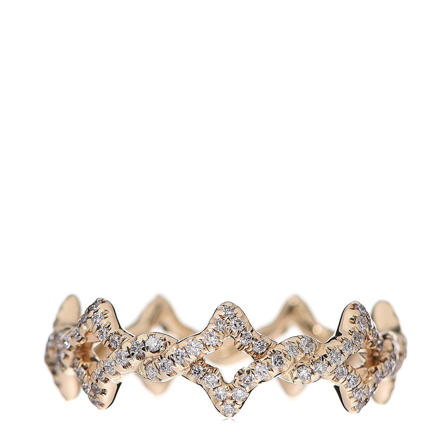David Yurman 18K Yellow Gold Diamond Quatrefoil Band Ring 51 5.75 1 of 3