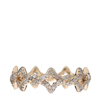 David Yurman 18K Yellow Gold Diamond Quatrefoil Band Ring 51 5.75 1 of 3