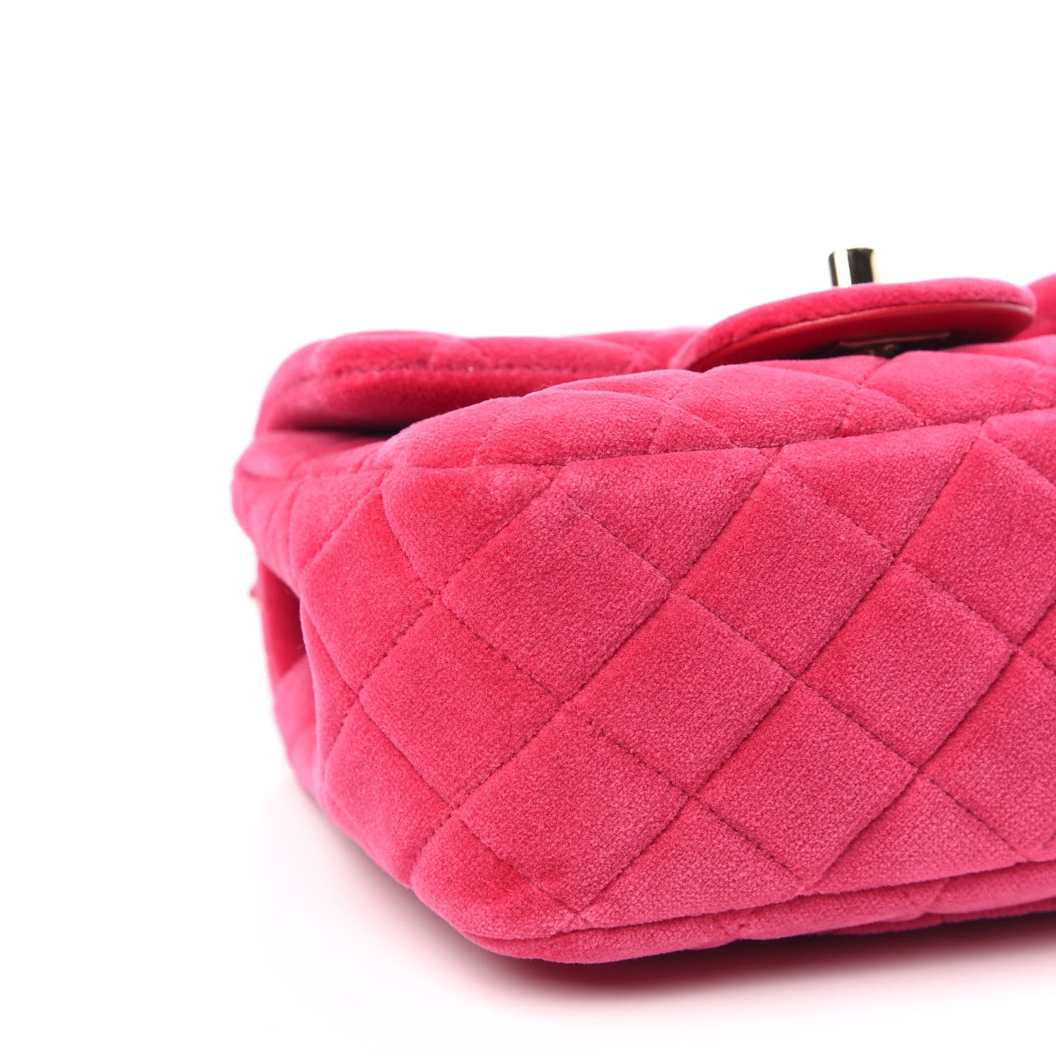 Chanel Velvet Quilted Mini Square Pearl Crush Flap Fuchsia 8 of 10