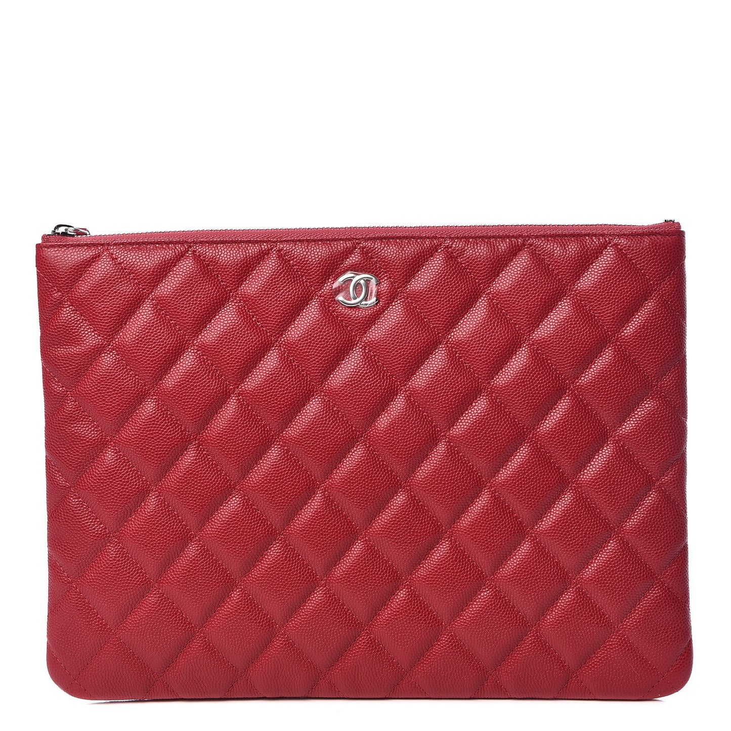 Caviar Quilted Medium Cosmetic Case Dark Red