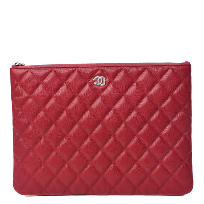 Chanel Caviar Quilted Medium Cosmetic Case Dark Red 1 of 6