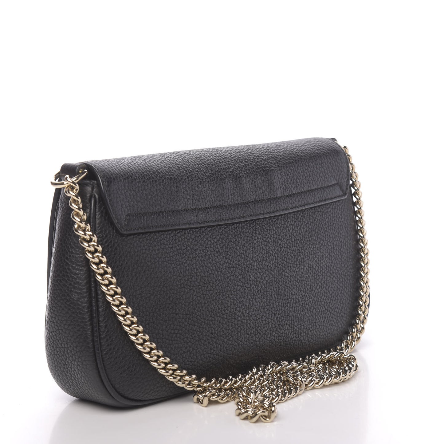 Pebbled Calfskin Medium Soho Flap Crossbody Black