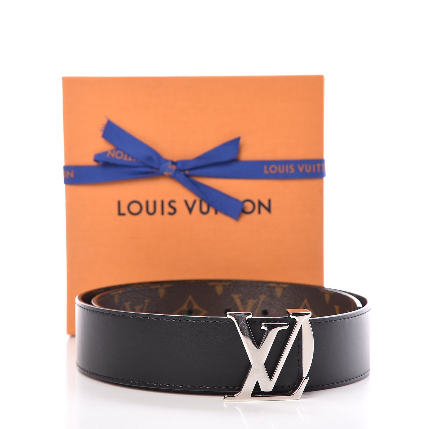 Calfskin Monogram 30mm LV Initiales Reversible Belt 80 32 Black