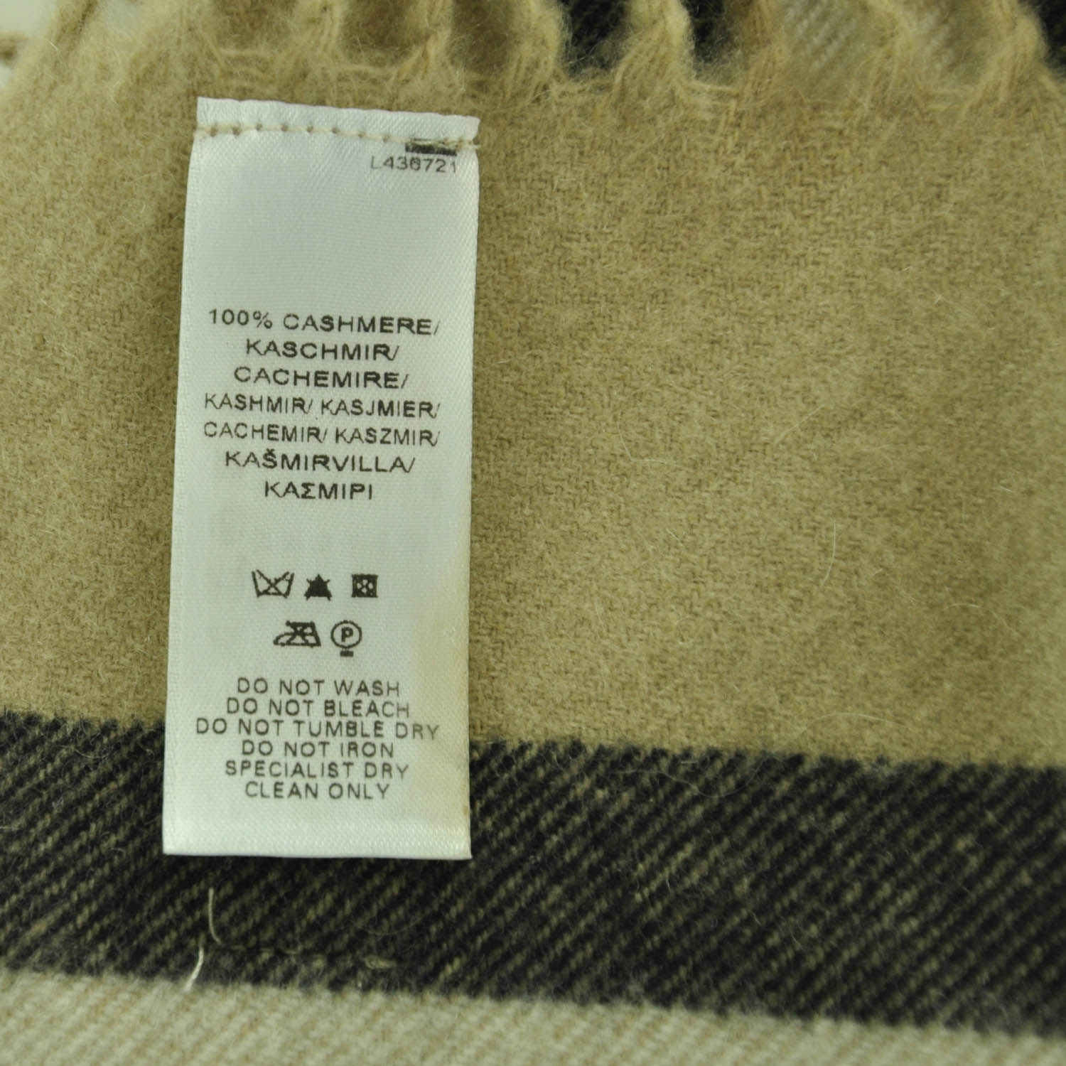 Burberry Cashmere Classic Check Fringe Scarf Camel 4 of 4