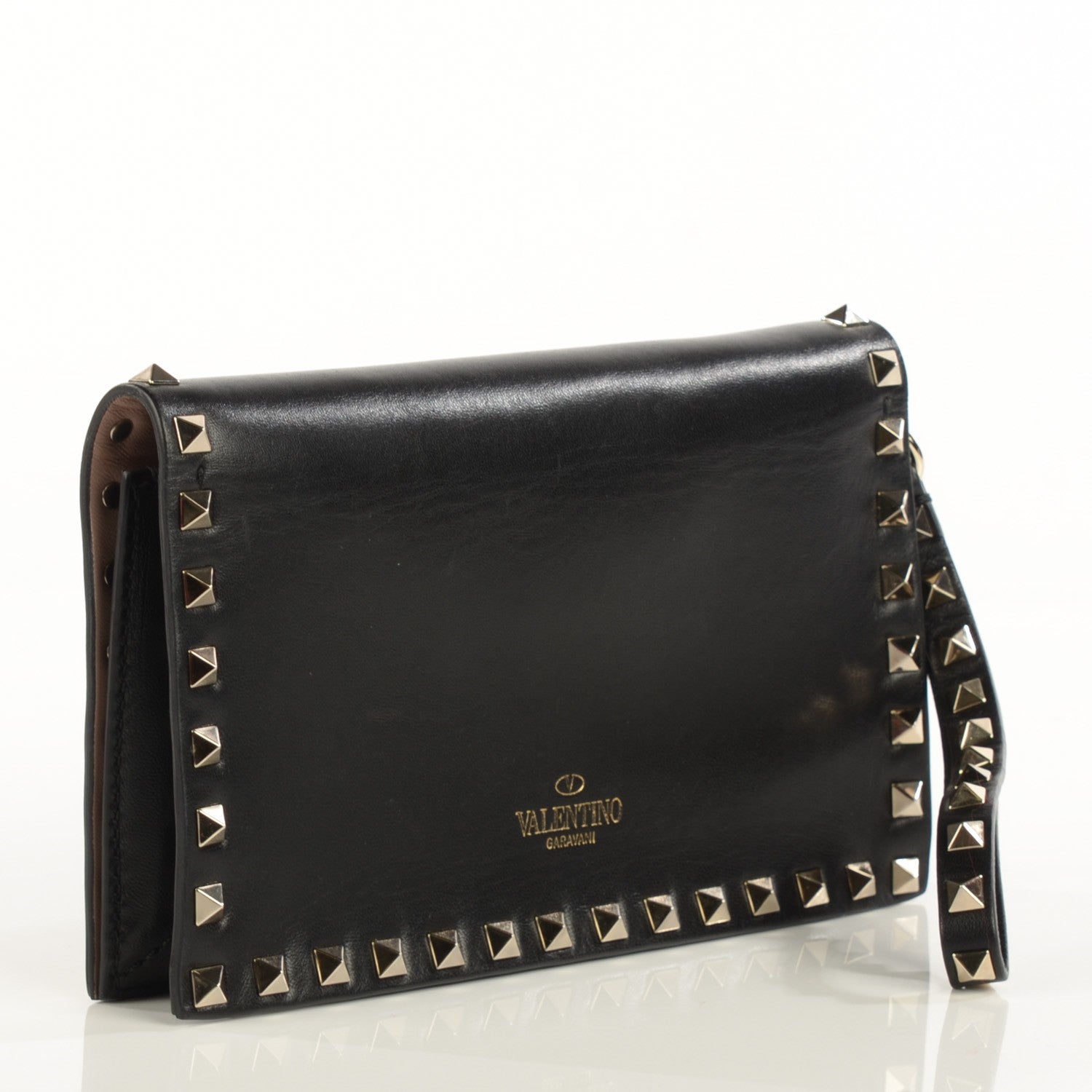 Valentino Garavani Nappa Small Rockstud Wristlet Clutch Black 3 of 8