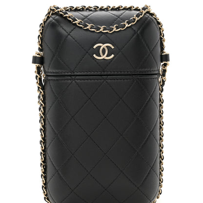 Chanel Lambskin Quilted Chain Around Phone Holder Black 8 of 11