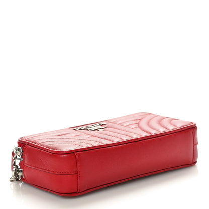 Prada Soft Calfskin Diagramme Double Zip Chain Crossbody Bag Rosso 4 of 9